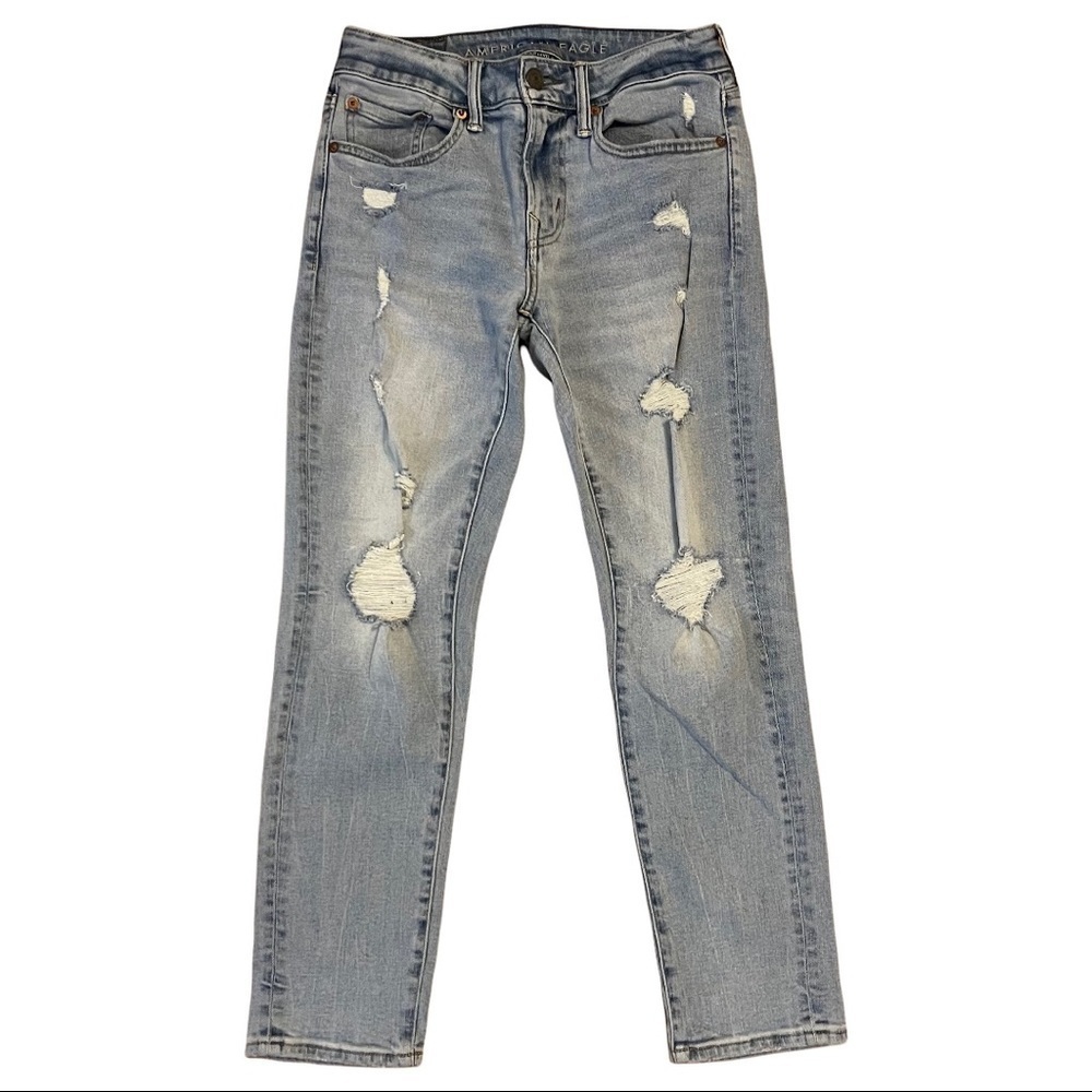 American Eagle Faded Distressed Ripped Skinny High Rise Next Level Flex Jeans